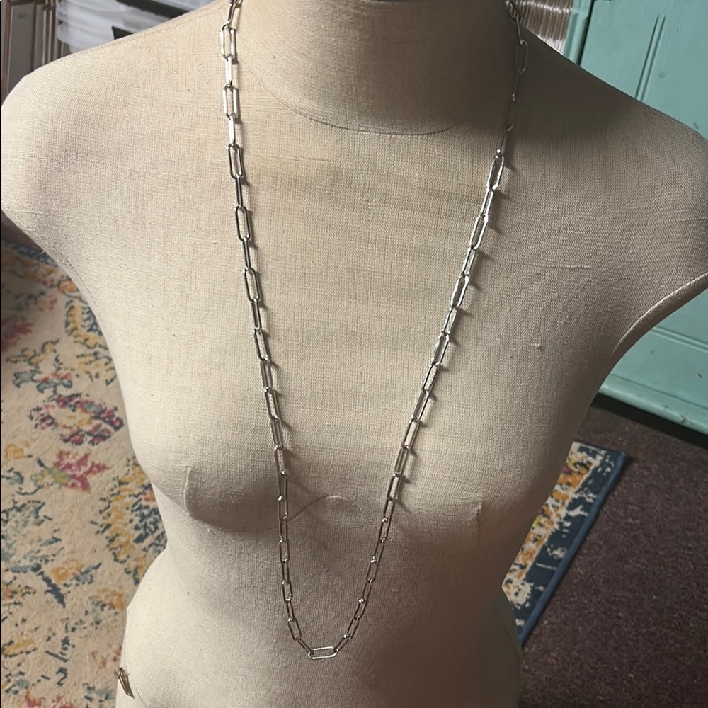 34 inch Silver‎ tone Paper Clip chain